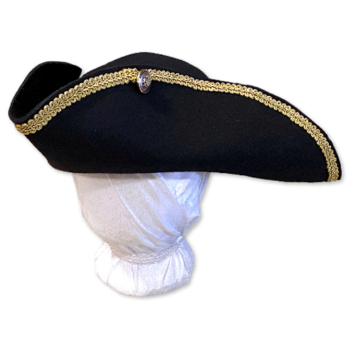Austentation Black Wool Felt Georgian Regency Tri-corn Riding Hat 18th c Pirate