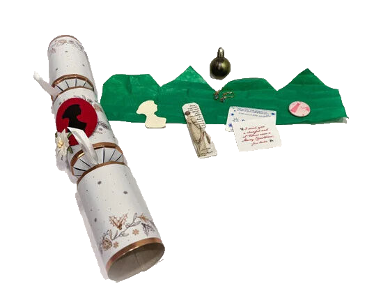 Prefilled (1) Jane Austen Christmas Cracker Party Favor Gift: Ivory & Black