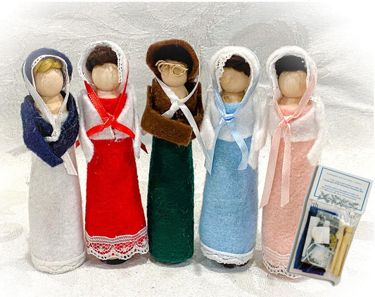 KIT Jane Austen Clothespin Doll Ornament Kit: Elizabeth Bennet and her 4 Sisters