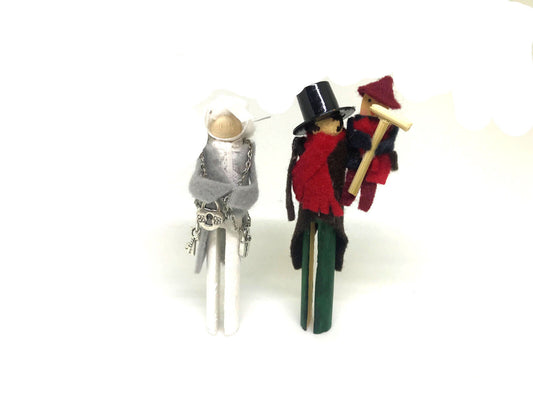 KIT Dickens A Christmas Carol Doll Ornament: Marley's Ghost, Bob & Tiny Tim