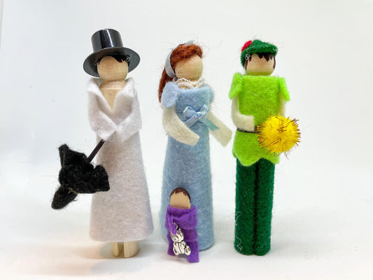 KIT Classic Fairy Tale Clothespin Doll: Peter Pan, Wendy, John, Micheal, Tink