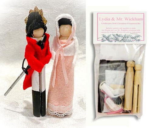 KIT Jane Austen Clothespin Doll Ornament Kit: Lydia Bennet & Mr. Wickham P&P