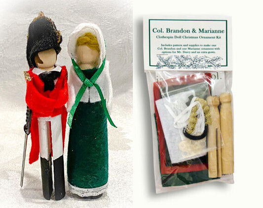 KIT Jane Austen Clothespin Doll Ornament Kit: Marianne Dashwood & Col. Brandon