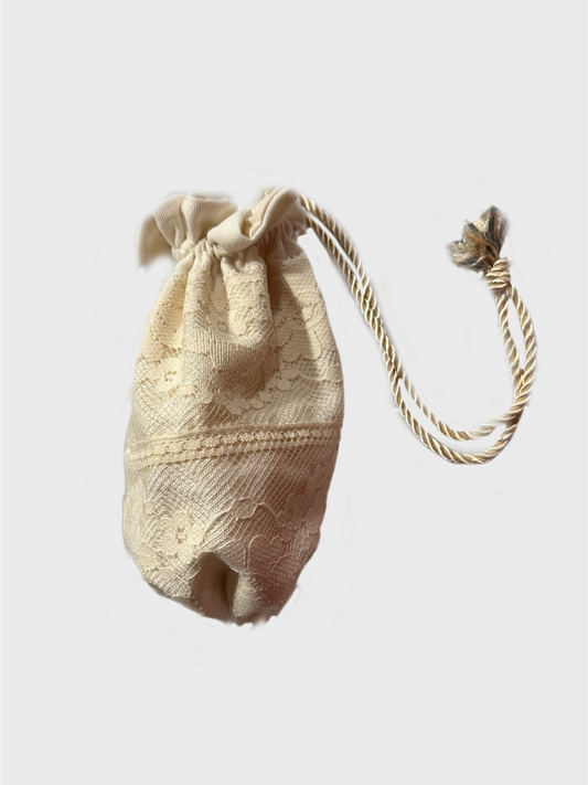 Austentation Regency/Victorian Reticule Purse with Lace: Ivory and Cream