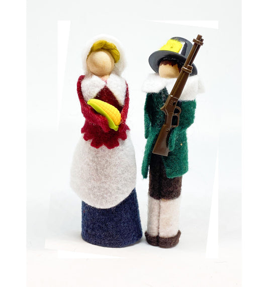 KIT Clothespin Doll Ornament Kit: Mayflower Pilgrims John Alden & Priscilla