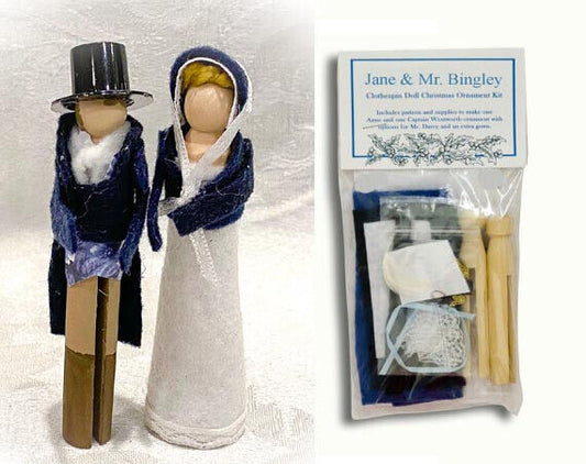 KIT Jane Austen Clothespin Doll Ornament Kit: Jane Bennet & Mr. Bingley P&P