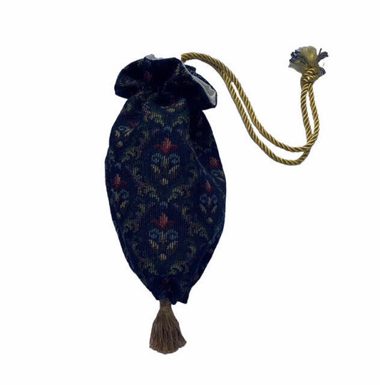 Austentation Regency/Victorian Reticule Purse: Navy and Gold Floral
