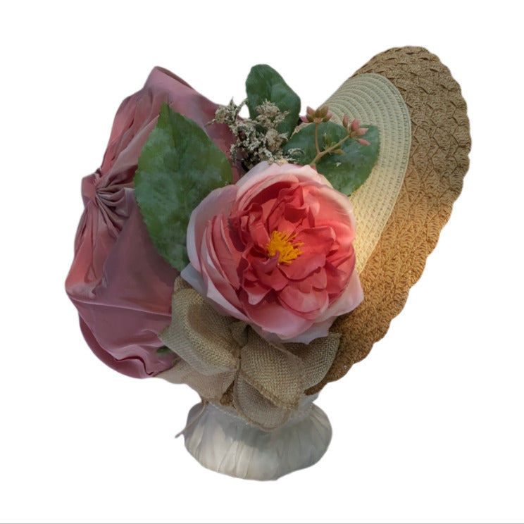 packable travel bonnet for conventions, conferences and festivals, this pink taffeta and rose Regency style bonnet is a one of a kind Austentation original.