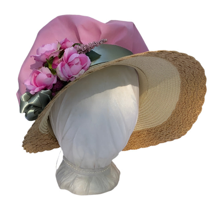 Packable Pink Roses Cotton Bonnet