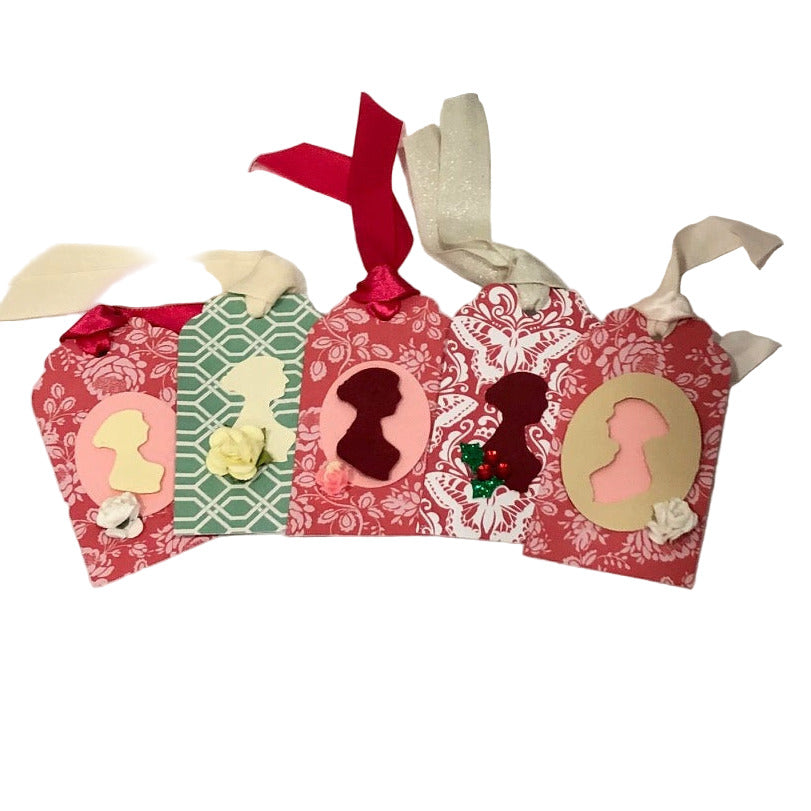 handmade 3d holiday christmas jane austen themed gift tags or party favors