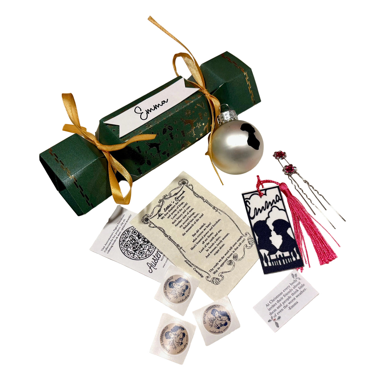Jane Austen's Emma themed christmas cracker party favor