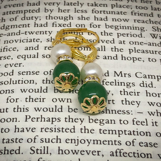 Austentation Regency style green adventurine earrings