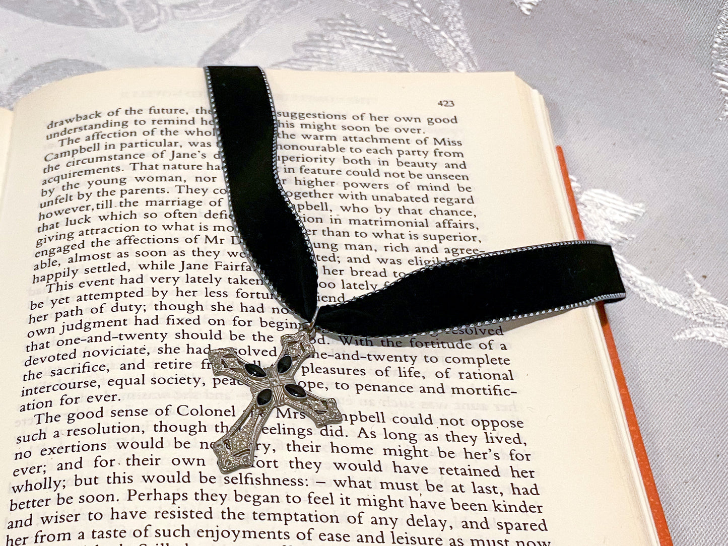 Black Velvet Choker with Silver Cross