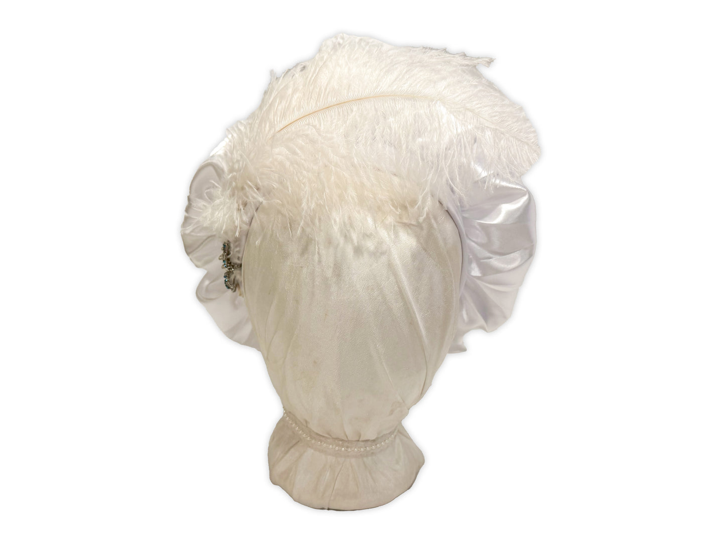 Lucy 3-in-1 bonnet with lace, ribbons and satin, plus removeable turban