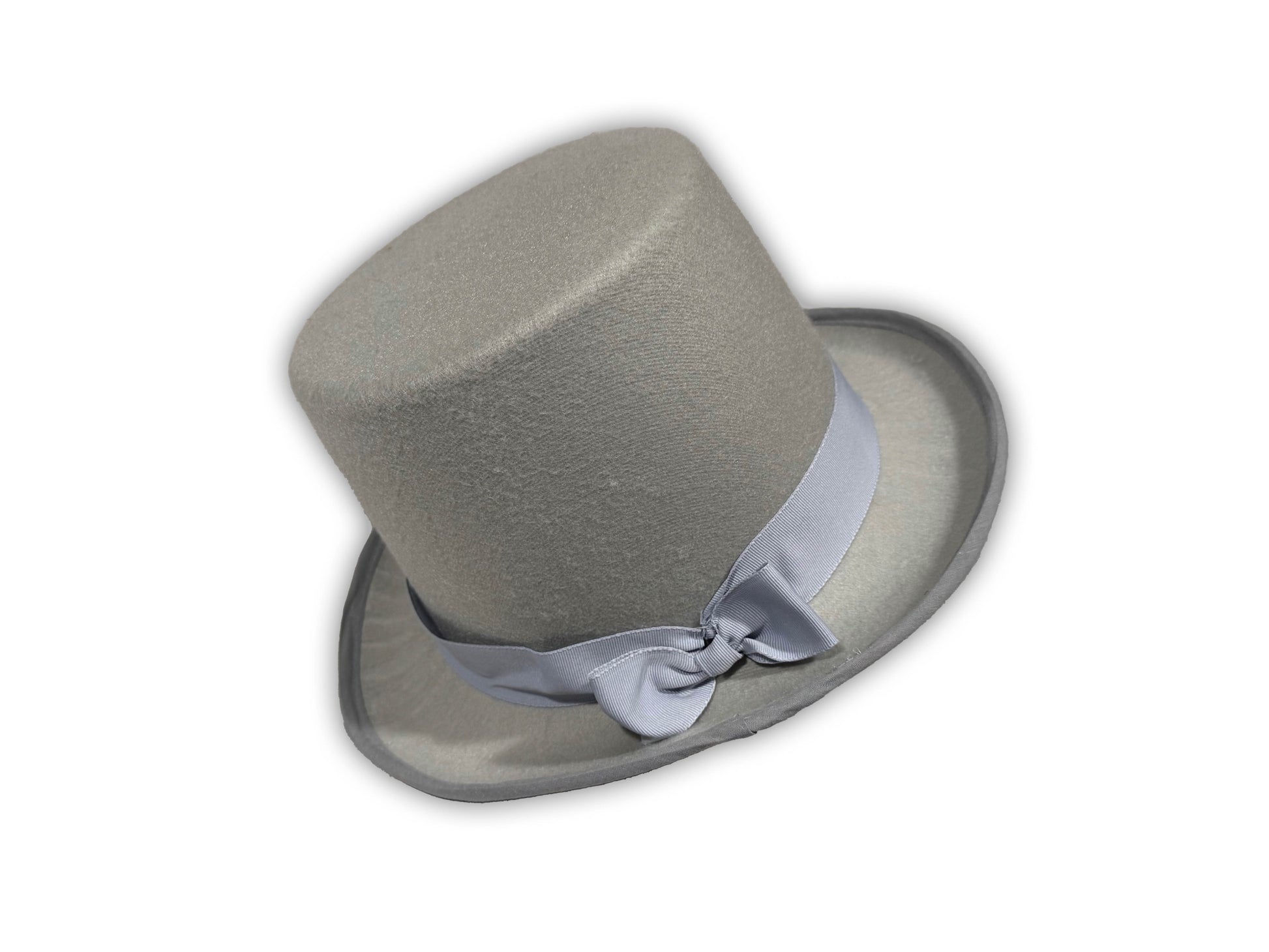 Gray fabric covered top hat grey