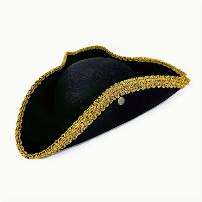 Black Felt Georgian Regency Tricorne Riding Hat or 18th c Pirate