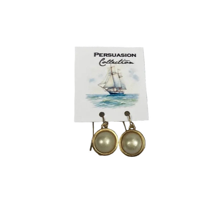 Vintage Round Pearl Drop Earrings