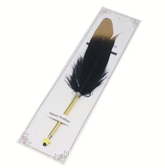 feather pen with gold or silver accent and metal ball point pen tip perfect for Regency writers