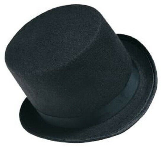 Men's Caroler Top Hat: Brown with Plaid Ribbon, Cardinal