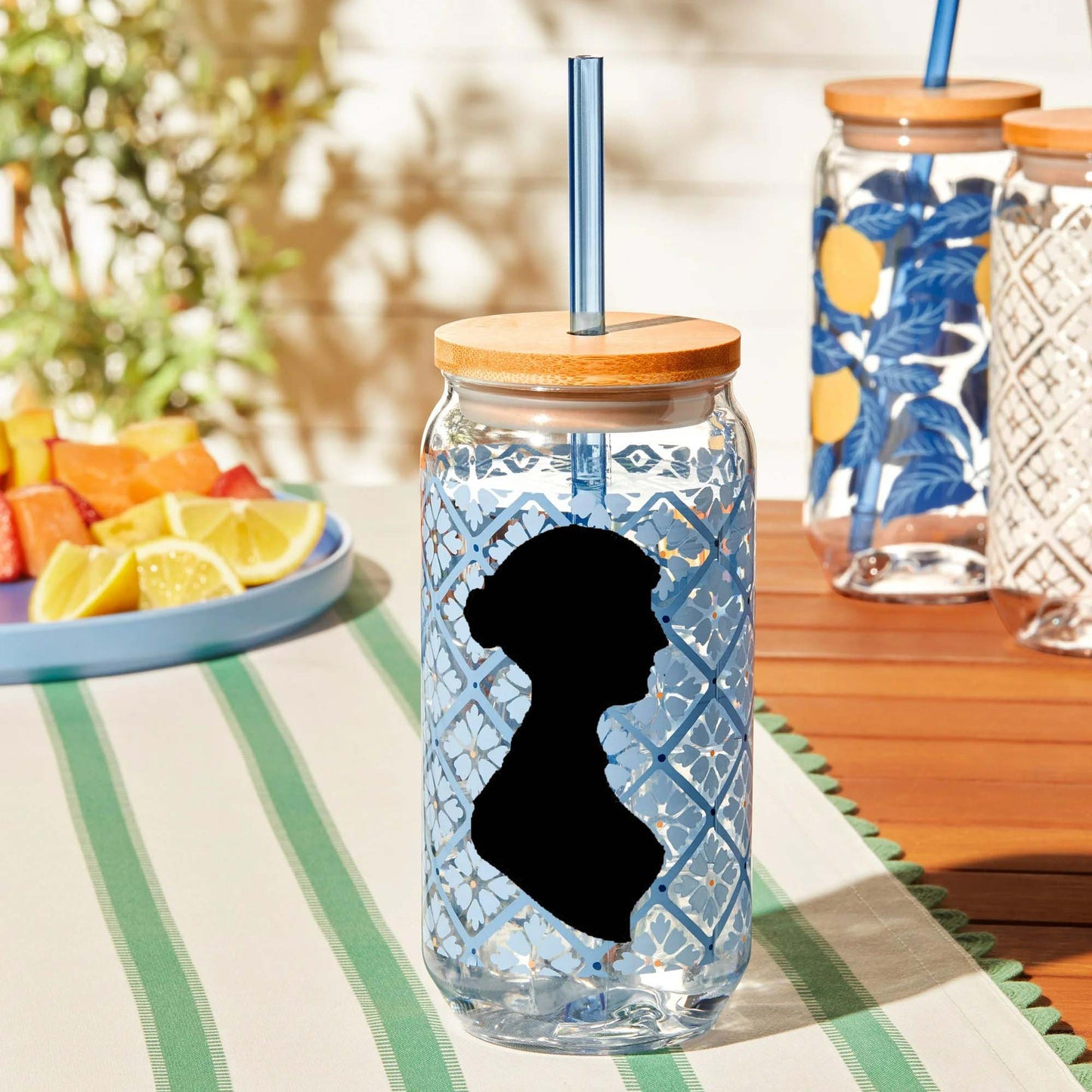 Jane Austen Reuseable Tumbler with Lid: Blue