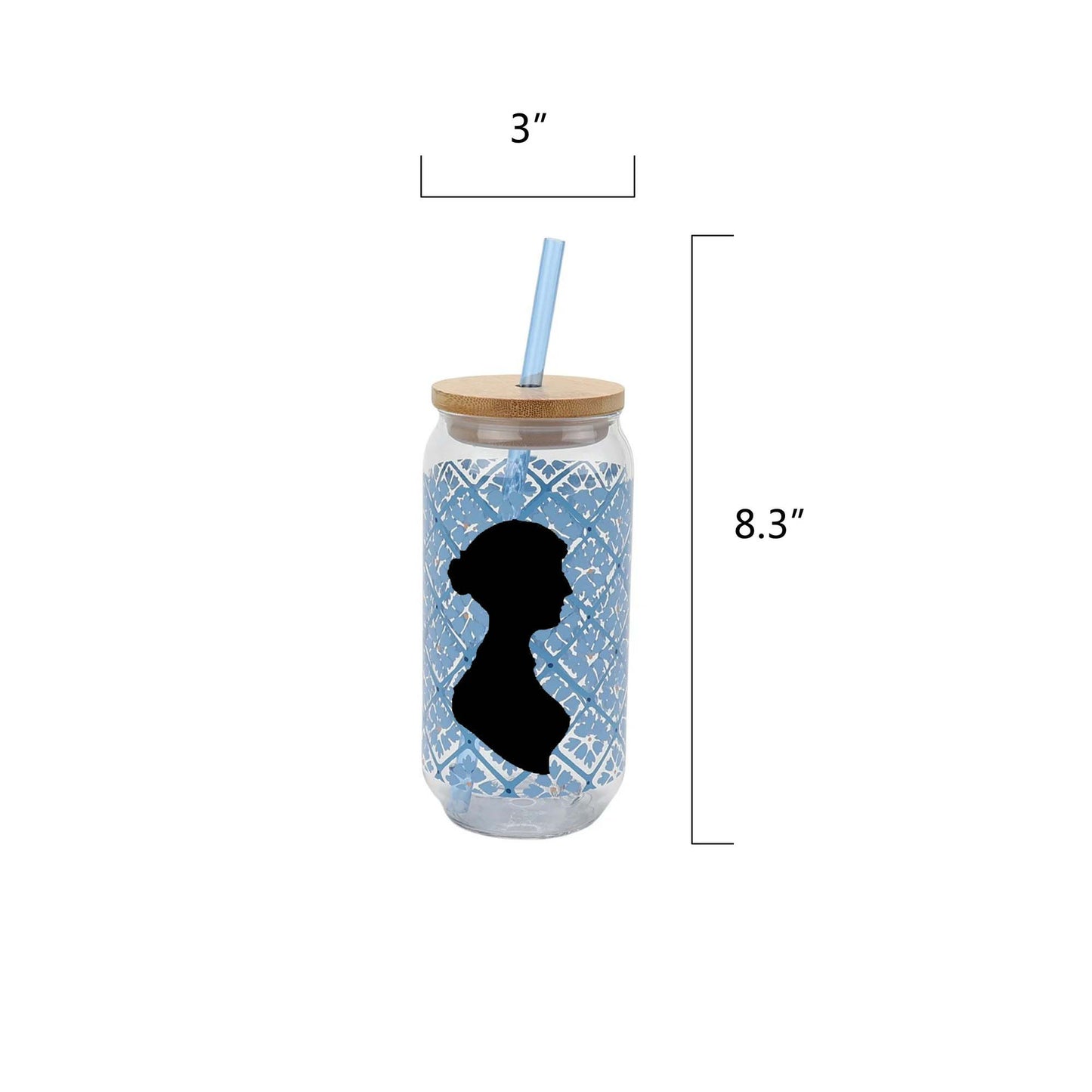 Jane Austen Reuseable Tumbler with Lid: Blue