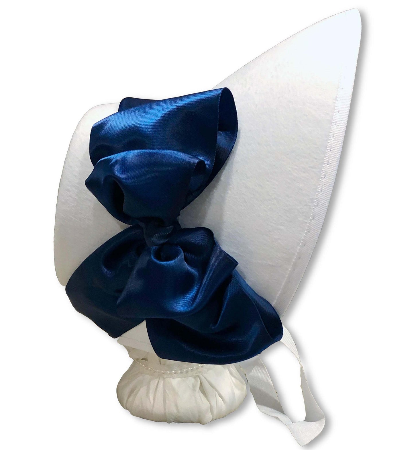 Anne: Victorian High Brim Felt Bonnet with Ribbons