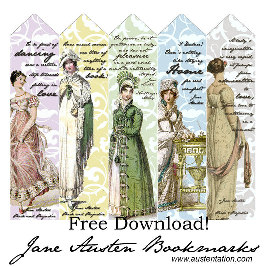 free downloadable bookmark DIY favor Jane Austen quotes Austentation