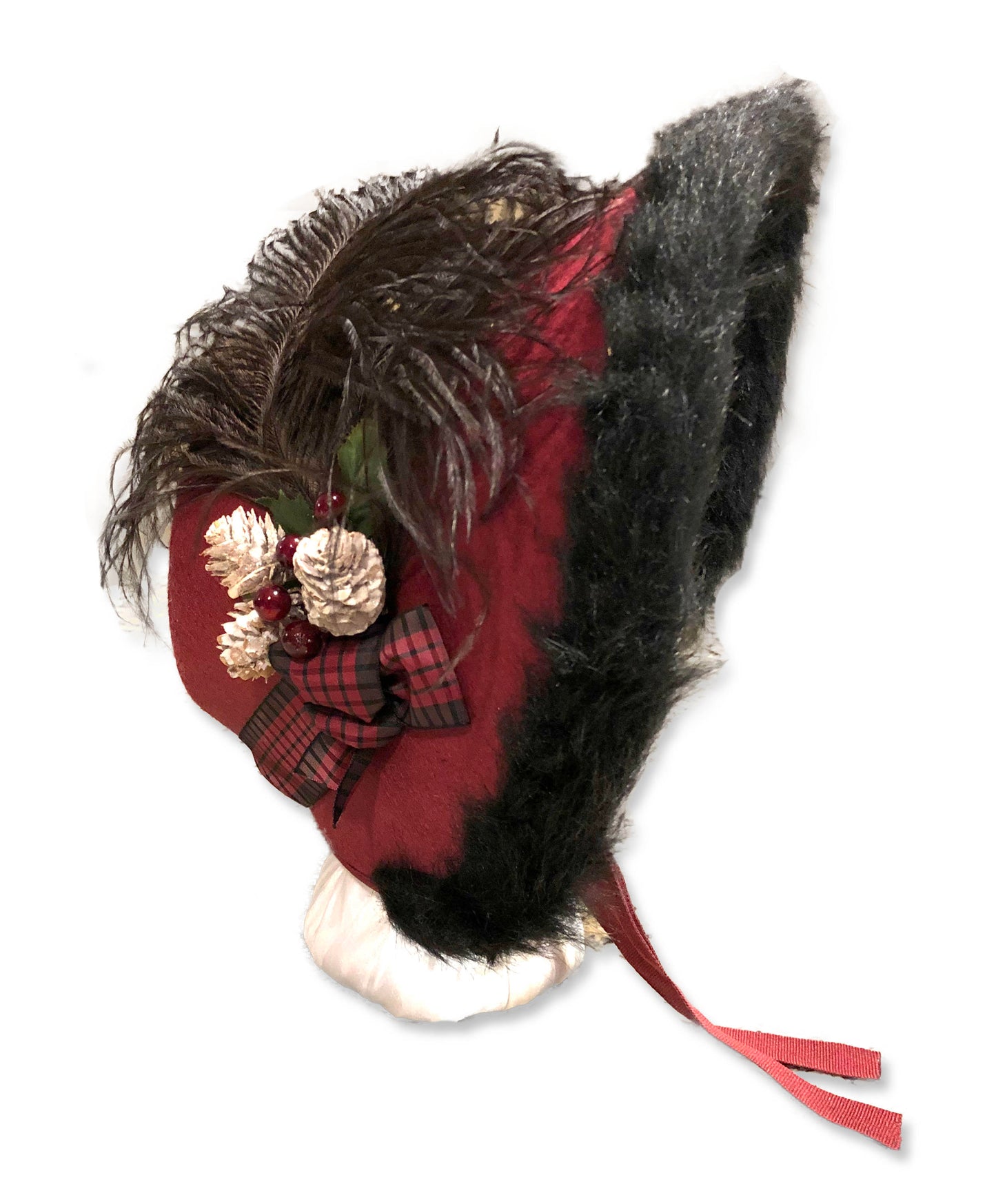 Plain Bronte: Late Regency, Early Victorian Felt Bonnet: Deep Red/Burgundy