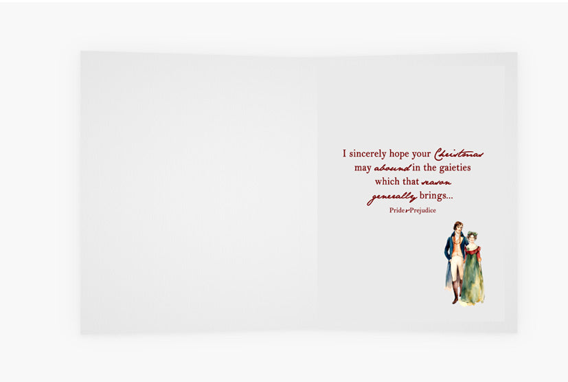 Jane Austen's Pride and Prejudice Regency Style Watercolor Printable Christmas Card Download