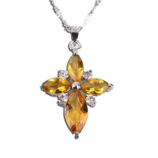 crystal cross pendant similar to Jane Austen's Regency Topaz necklace
