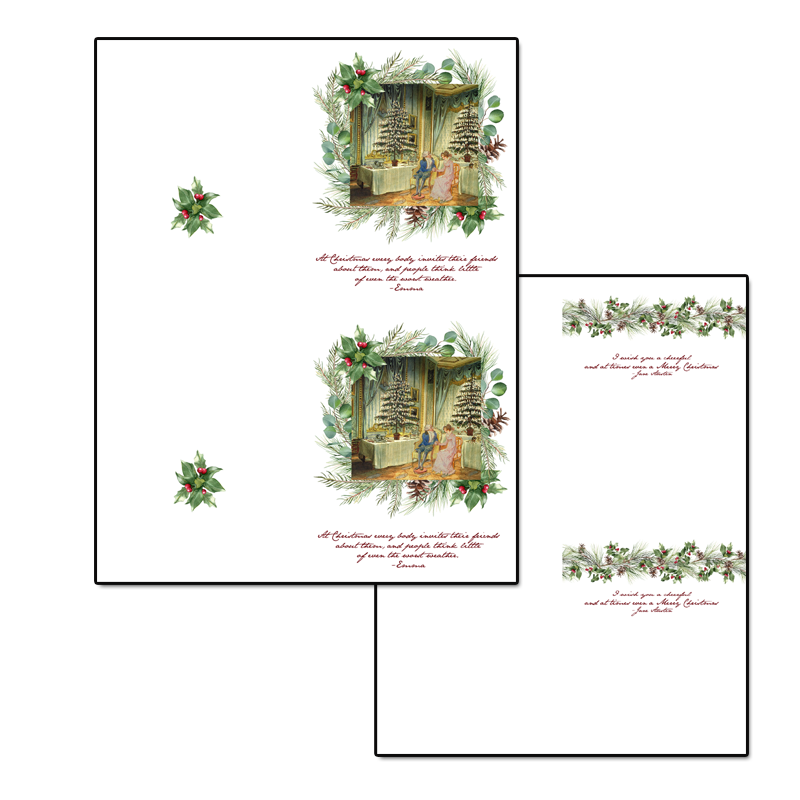 Jane Austen's Emma Regency Style Watercolor Printable Christmas Card Download