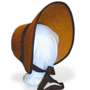 Plain Bronte: Late Regency, Early Victorian Felt Bonnet, Brown