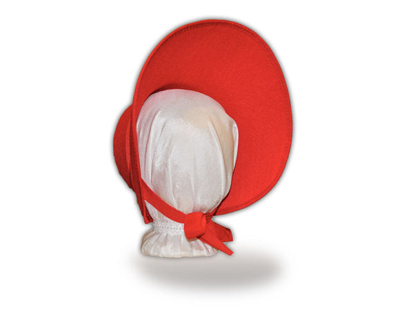 Caroler Style Felt Bonnet Plaid & Poinsettias: Red