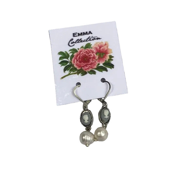 Vintage Cameo & Pearl Earrings