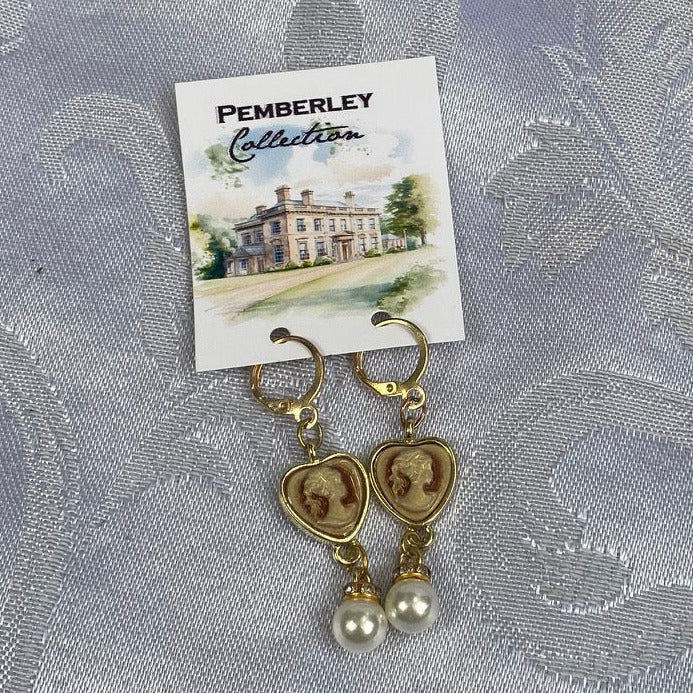Pearl Cameo Earrings: Heart