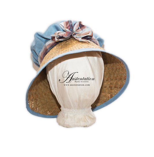 Georgian/Regency woven straw hat trimmed like Marianne Dashwood in Sense and Sensibility by Austentation