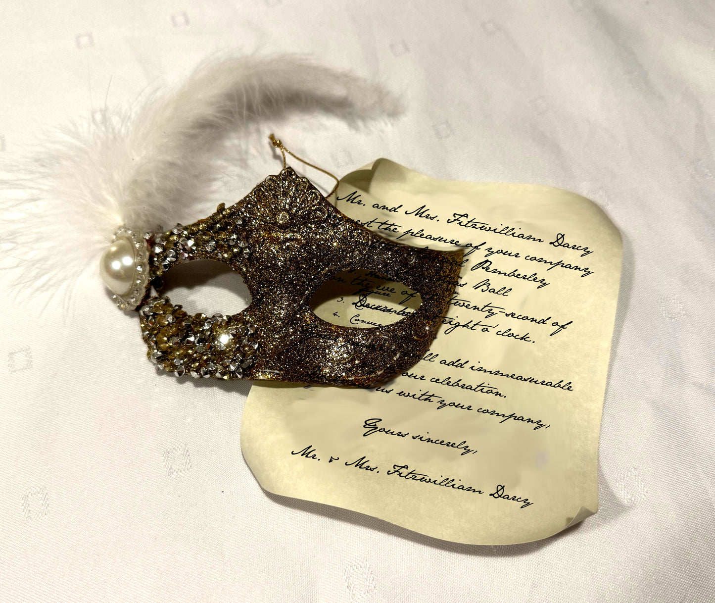 Pride & Prejudice Christmas Ball Masquerade Mask Ornament: Choose Color