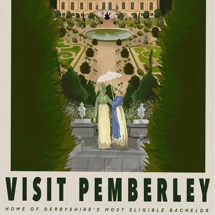 "Visit Pemberley" Travel Poster Canvas Print