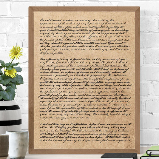 austentation free downloadable wall art jane Austen Pride and Prejudice Mr. Darcy's apology letter