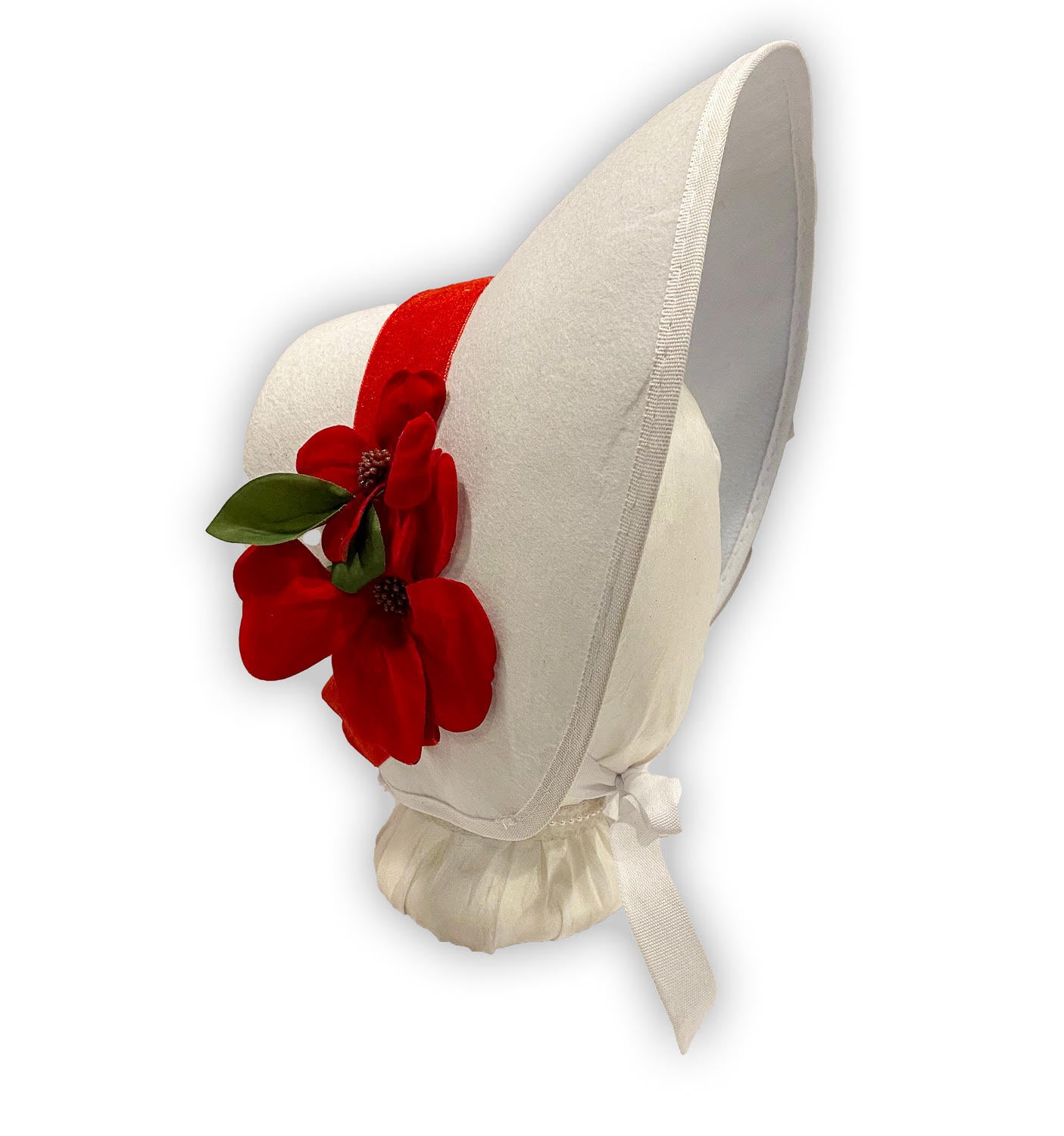Plain Bronte: Late Regency, Early Victorian Felt Bonnet, White
