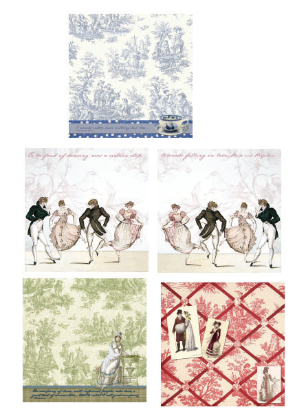 Downloadable Jane Austen Quotes and Toile Scrapbook Backgrounds