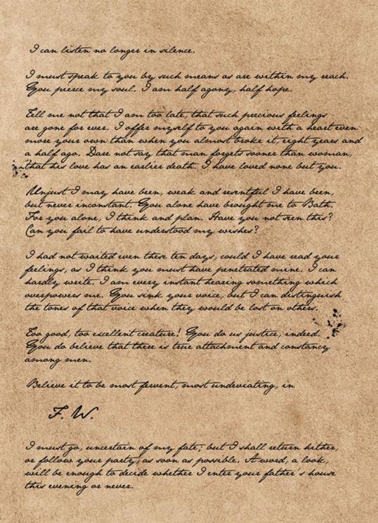 Austentation free download jane austen Persuasion wall art Captain Wentworth's letter half agony half hope