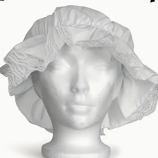 Mobcap with Lace Edge