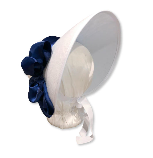 Regency Victorian Caroler Style Felt Bonnet with Ribbon: Choose your colors