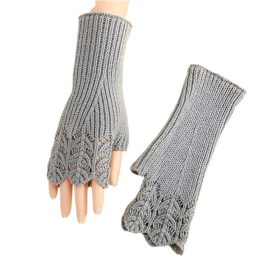 regency victorian knitted gray mitts