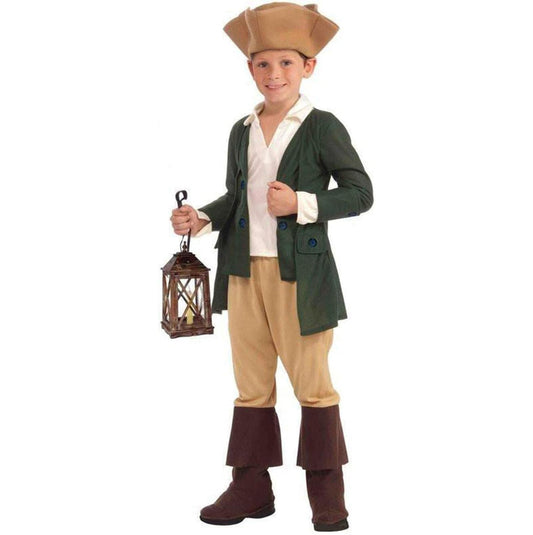 Colonial/Georgian Paul Revere costume for boy: hat, boots, jacket and more from Austentation.