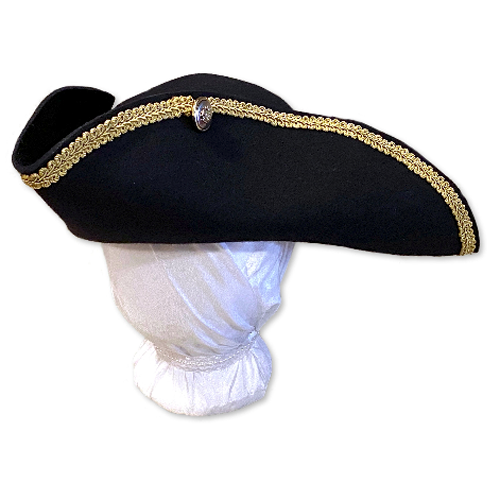 Black Wool Felt Georgian Regency Tri-corn Riding Hat or 18th c Pirate ...