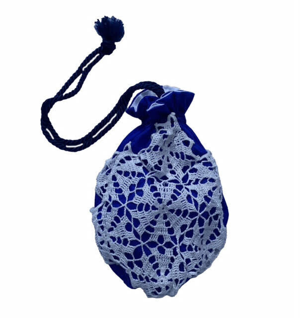 Austentation Regency/Victorian Reticule Purse with Lace: Royal Blue Snowflake