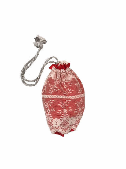 Austentation Regency Victorian Reticule Purse with Lace: Crimson Silk