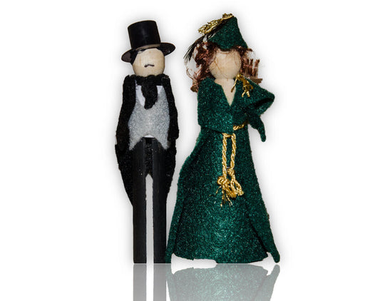 KIT Gone with the Wind Clothespin Doll Ornament: Scarlett O'Hara & Rhett Butler
